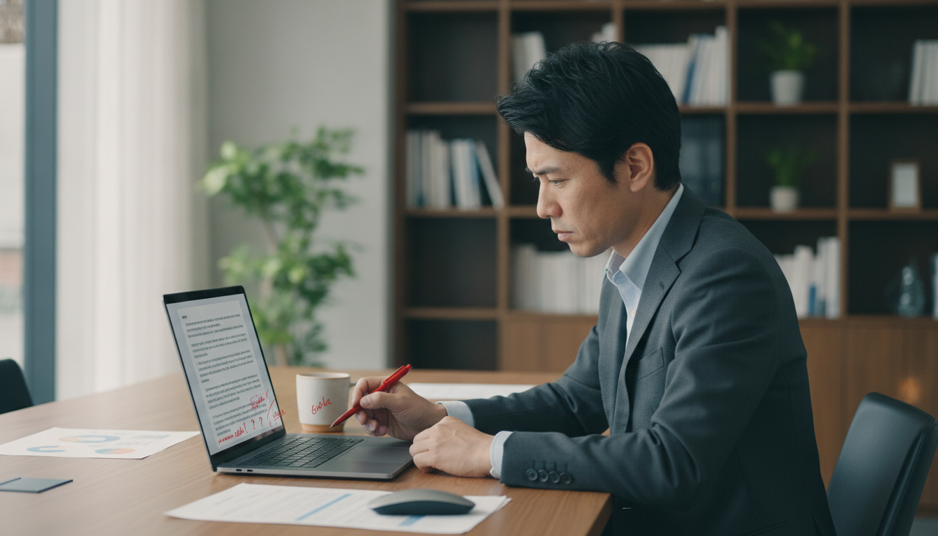 AI生成記事を人間がチェック・修正する様子